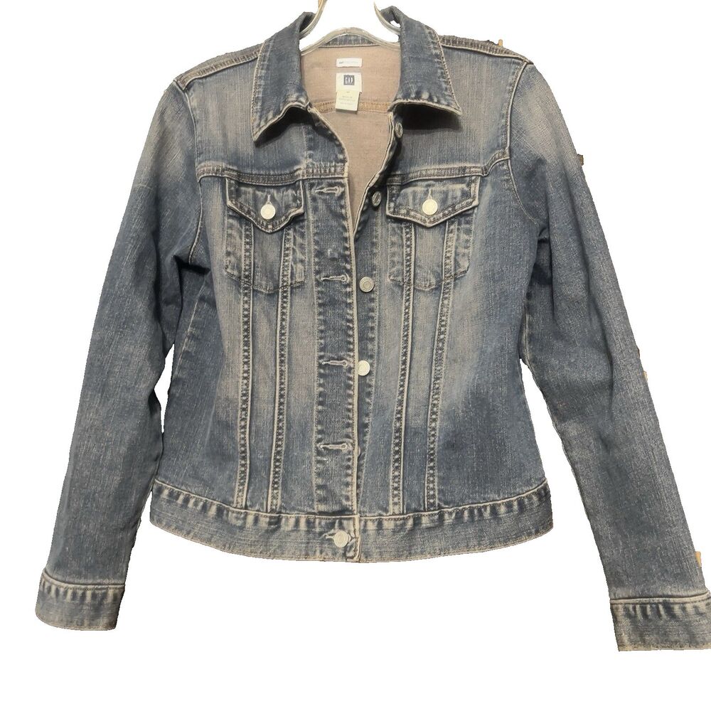 GAP Stretch Denim Jacket Women’s Medium Blue Jean Jacket Classic Button